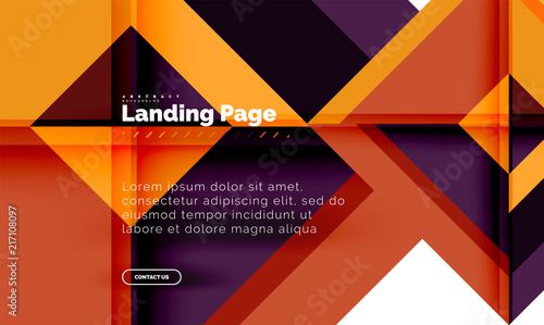 Square shape geometric abstract background  landing page web design template