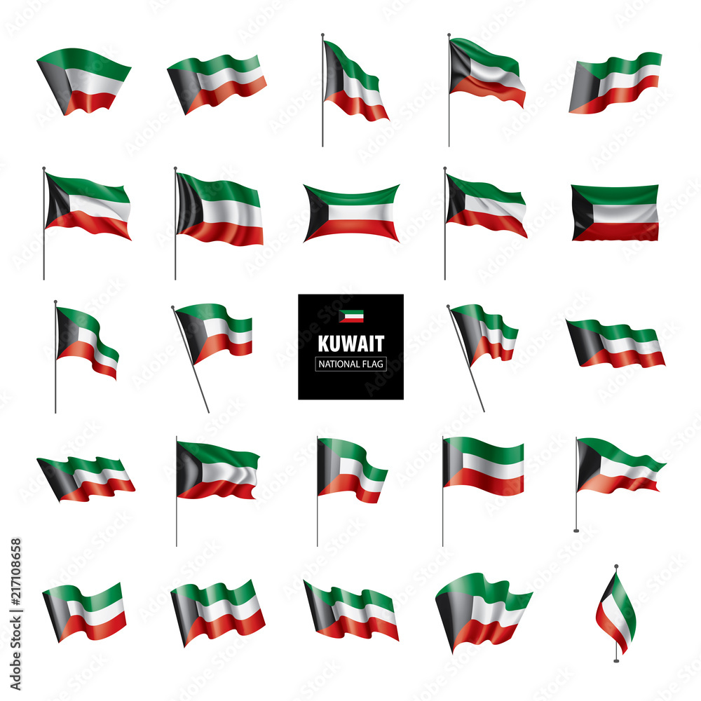 Kuwait flag, vector illustration on a white background Kuwait flag, vector illustration on a white background