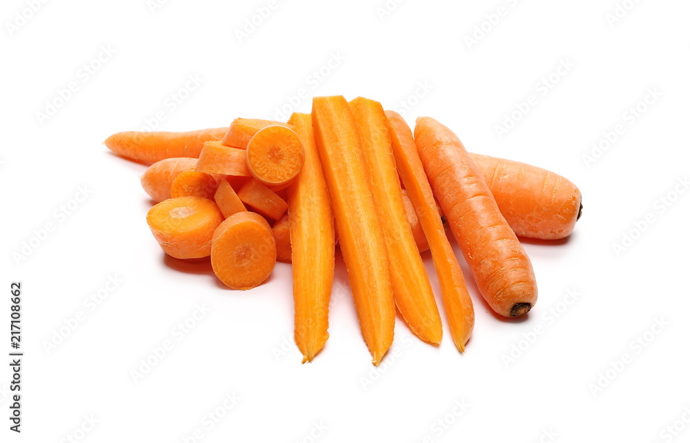 Carrots, slices pile isolated on white background Carrots, slices pile isolated on white background