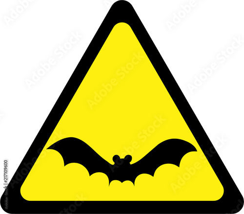 Yellow warning sign with bat