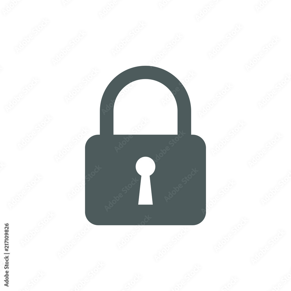 Closed lock icon. Symbol or sign security. Flat vector illustration Closed lock icon. Symbol or sign security. Flat vector illustration