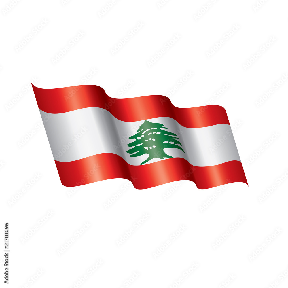 Naklejka premium Lebanese flag, vector illustration on a white background