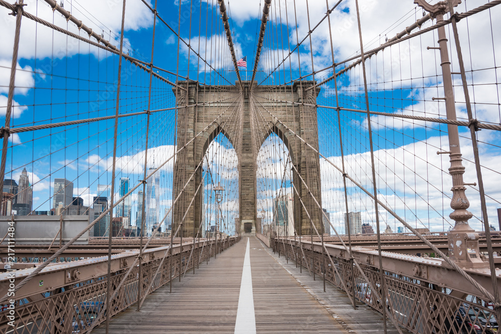 Brooklyn bridge in New York city - obrazy, fototapety, plakaty 