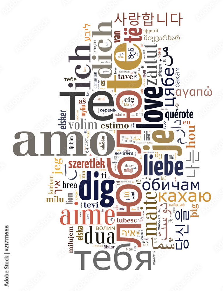 Obraz premium wordcloud Love you in different languages
