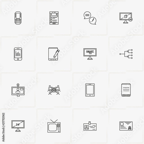 Communications line icon set with conversation , mail and network