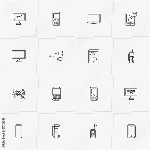 Communications line icon set with local network, network and message sending