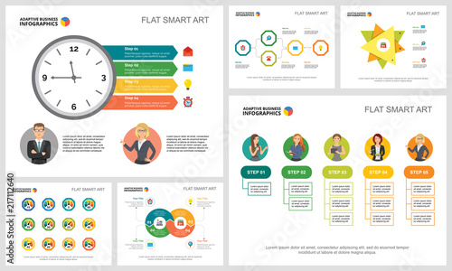 Colorful basketball or marketing concept infographic charts set. Business design elements for presentation slide templates. Can be used for financial report, workflow layout and brochure design.