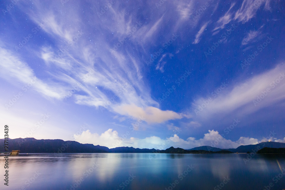 Lake with Starry sky and cloud