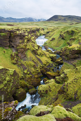 Summer landscape with Skoga river, Iceland