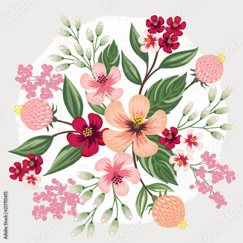  Vector illustration of a beatiful floral bouquet in spring for Wedding, anniversary, birthday and party. Design for banner, poster, card, invitation and scrapbook