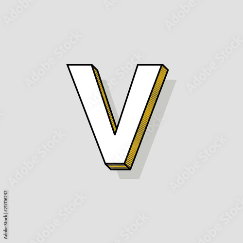 Pop Art Vector Logo Letter V