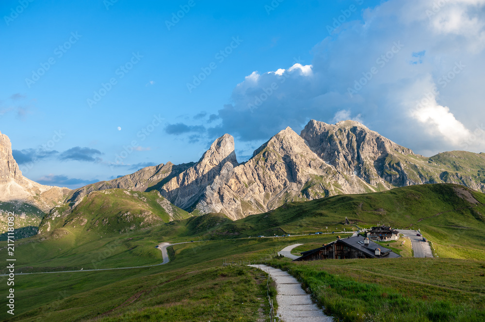 Landscape shot at the Passo di Giau, in the the Italian Dolomites, during the Golden Hour. Landscape shot at the Passo di Giau, in the the Italian Dolomites, during the Golden Hour.