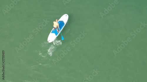 Birdseye view of Stand Up Paddle Surfer