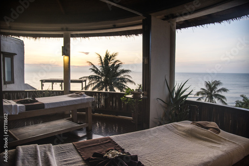 Spa salon with beach view