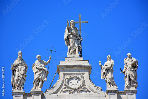 Italy, Rome, main facade of the Basilica of San Giovanni in Laterano. View and detail.
