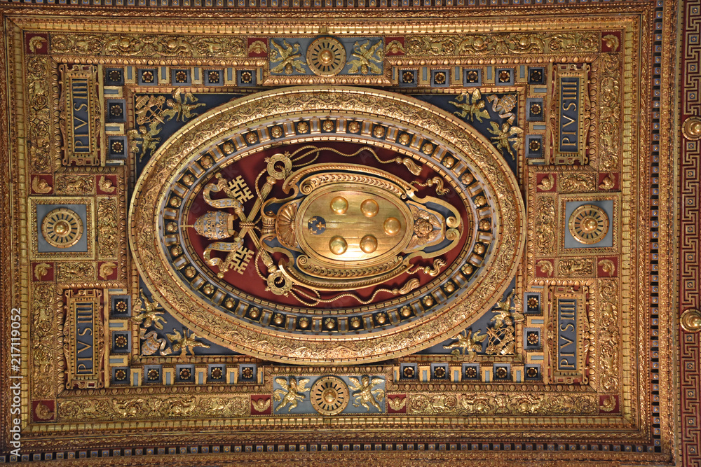 Italy, Rome, basilica of San Giovanni in Laterano, detail of decoration of the vault.