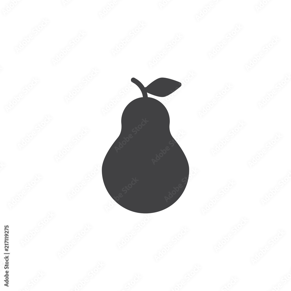 Fresh pear with leaf vector icon. filled flat sign for mobile concept and web design. pear fruit simple solid icon. Symbol, logo illustration. Pixel perfect vector graphics Fresh pear with leaf vector icon. filled flat sign for mobile concept and web design. pear fruit simple solid icon. Symbol, logo illustration. Pixel perfect vector graphics