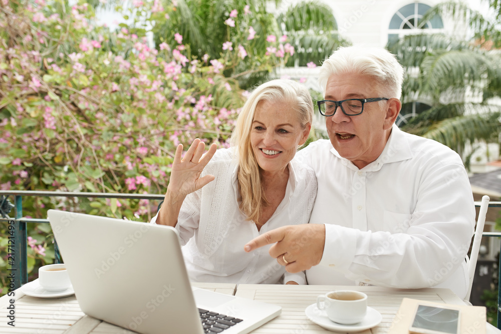 Senior couple video calling Senior couple video calling