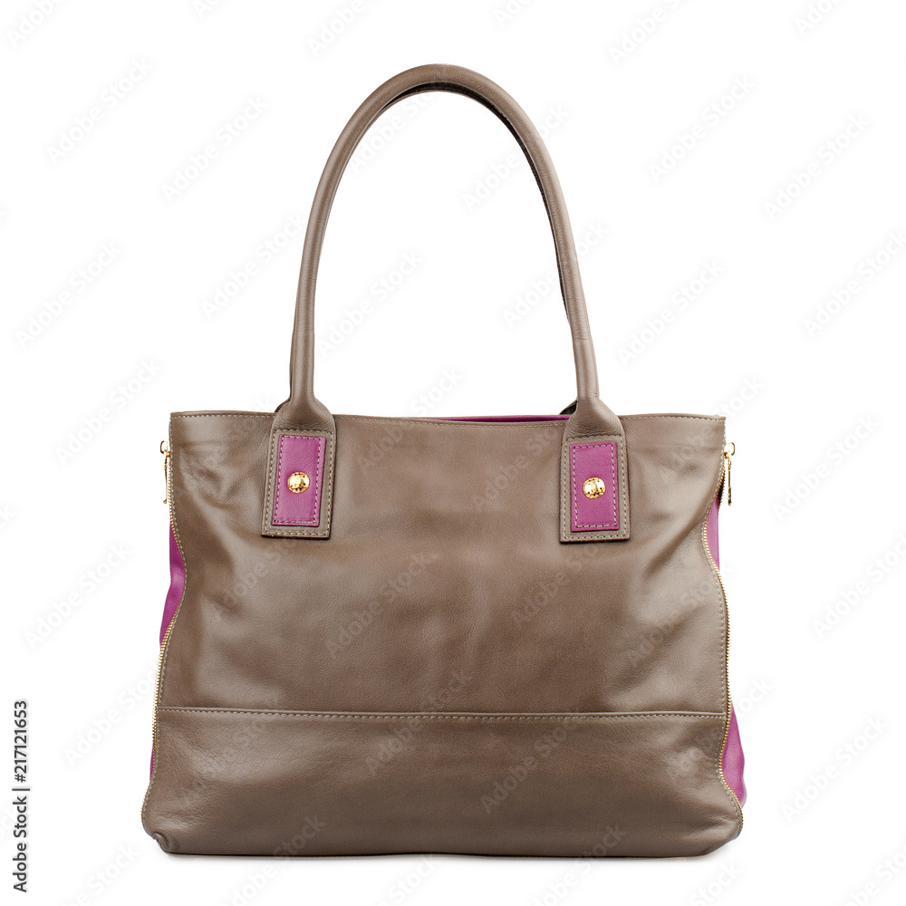 Brown handbag isolated on white background.