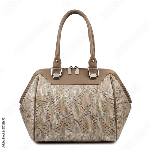 Brown handbag isolated on white background.

