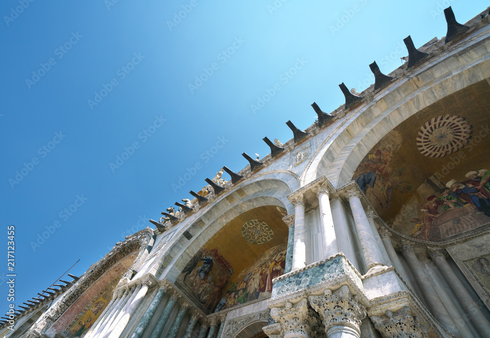 Venice,Italy-July 25, 2018: Gargoyles of Basilica di San Marco or The Patriarchal Cathedral Basilica of Saint Mark, Venice