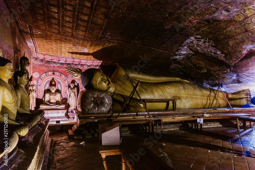 Interior of buddhist temple from Sri Lanka