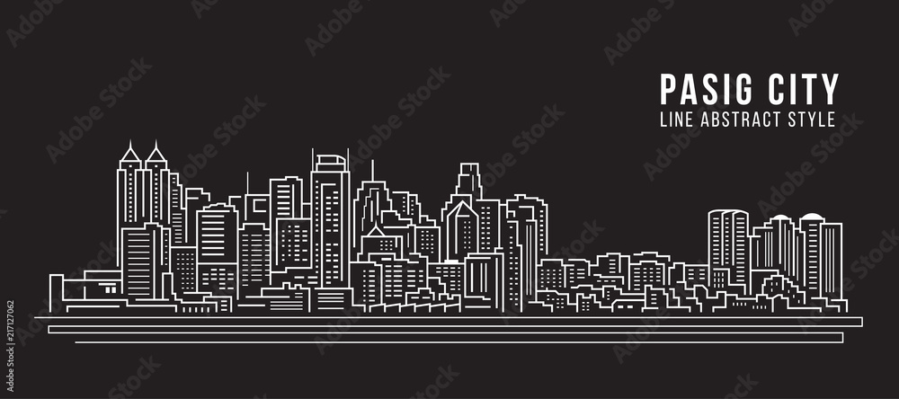 Cityscape Building Line art Vector Illustration design - Pasig city
