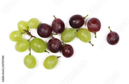 White and cardinal grapes isolated on white background, top view