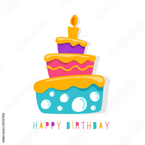 Happy birthday banner with abstract simple cute cake symbol vector design