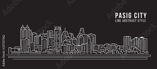 Cityscape Building Line art Vector Illustration design - Pasig city photo