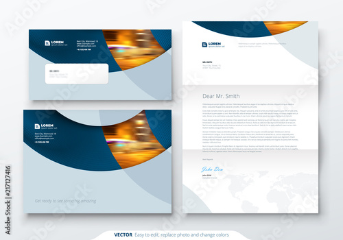 Envelope DL, C5, Letterhead. Corporate business stationery template for envelope and letter.