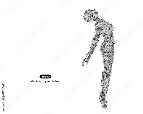 Abstract vector illustration of flying beautiful woman.