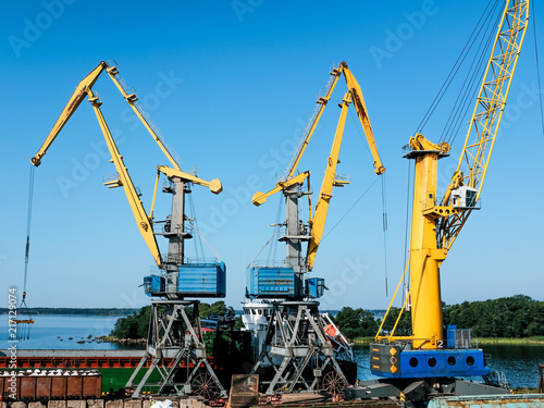 Wallpaper Mural Working day in the port, cranes, loading Torontodigital.ca