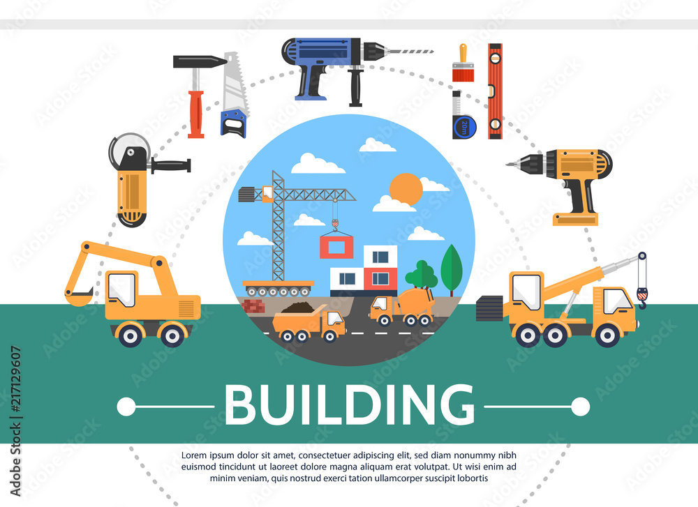 Flat Building Industry Concept Flat Building Industry Concept