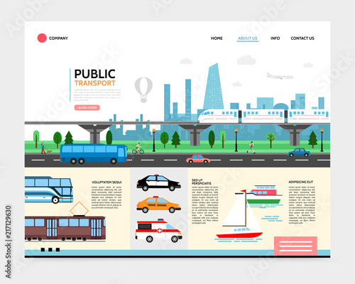 Flat City Transport Landing Page Template
