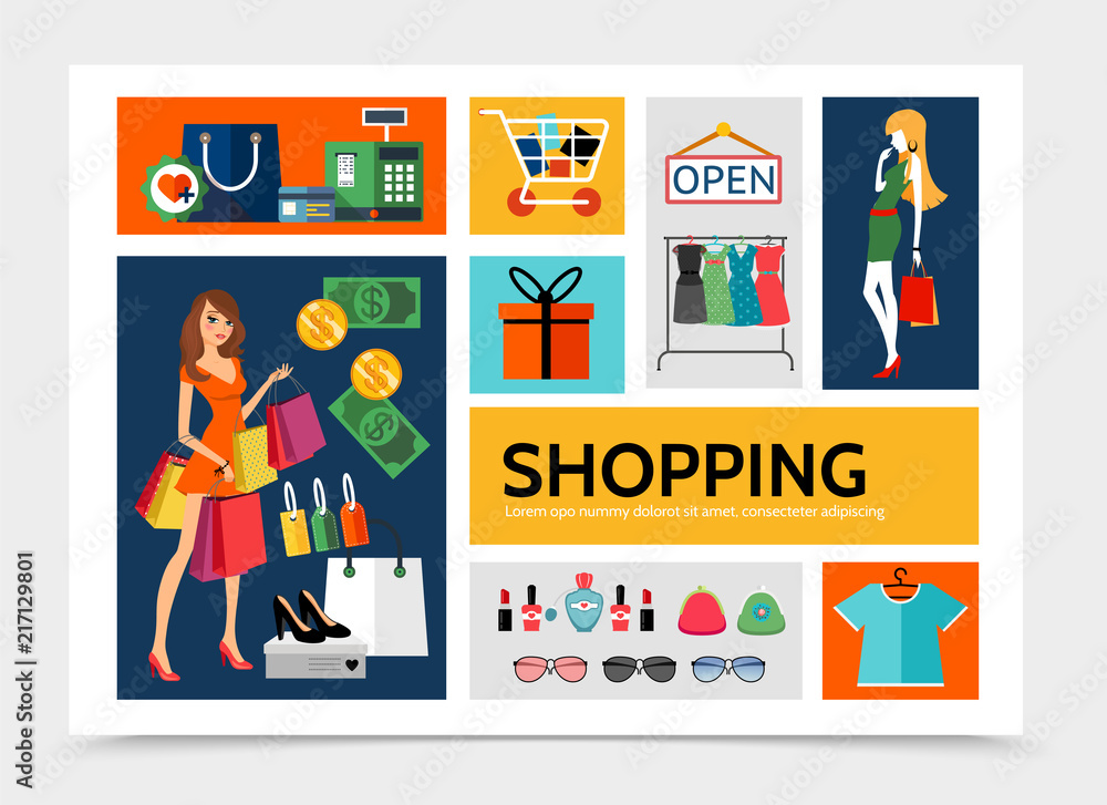 Flat Shopping Infographic Template