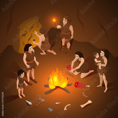 Primitive People Cave Composition 
