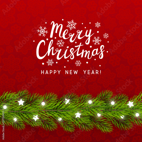 Greeting card with Christmas tree border
