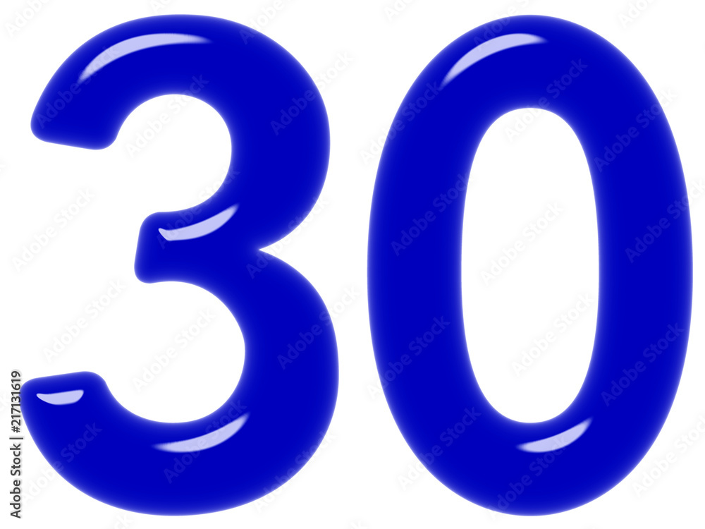 Numeral 30, thirty, isolated on white background, 3d render Numeral 30, thirty, isolated on white background, 3d render