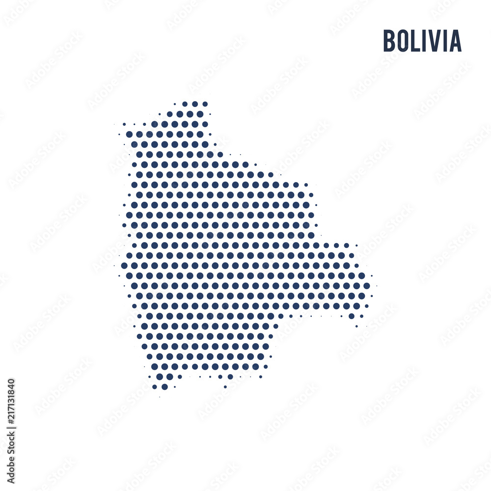 Dotted map of Bolivia isolated on white background.