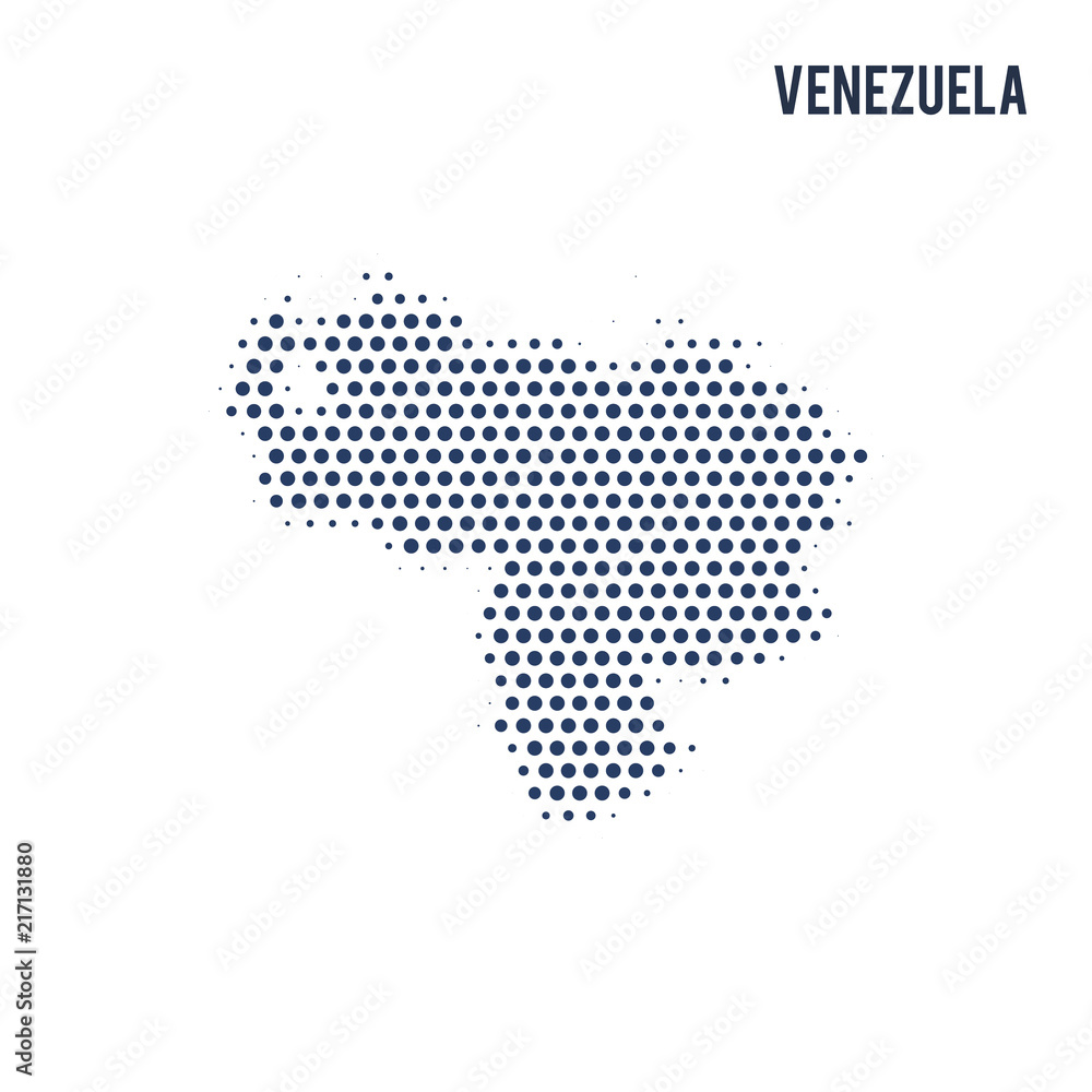 Dotted map of Venezuela isolated on white background.