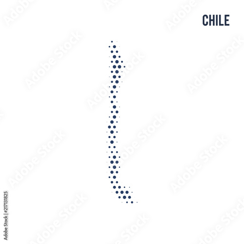 Dotted map of Chile isolated on white background.