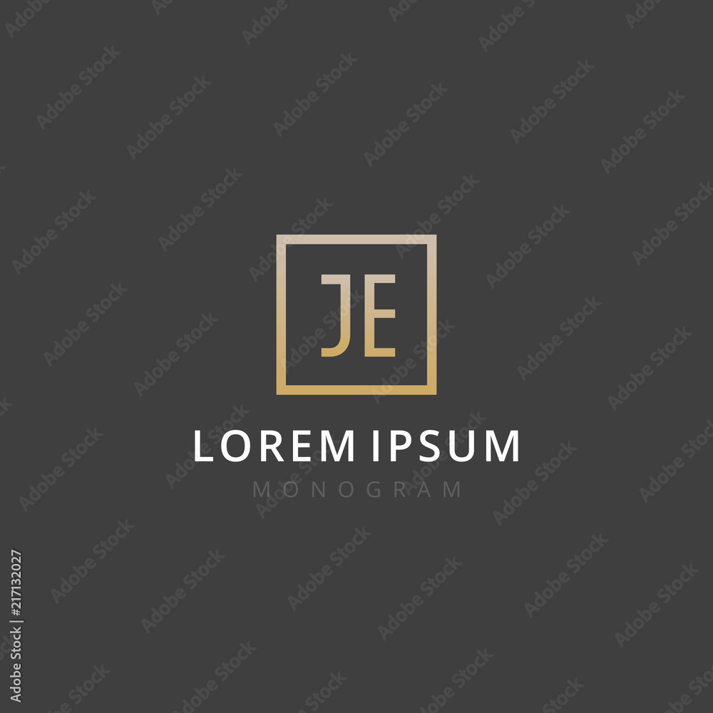 JE. Monogram of Two letters J & E . Luxury, simple, minimal and elegant JE logo design. Vector illustration template.