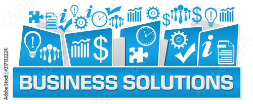 Business Solutions Business Symbols On Top Blue 