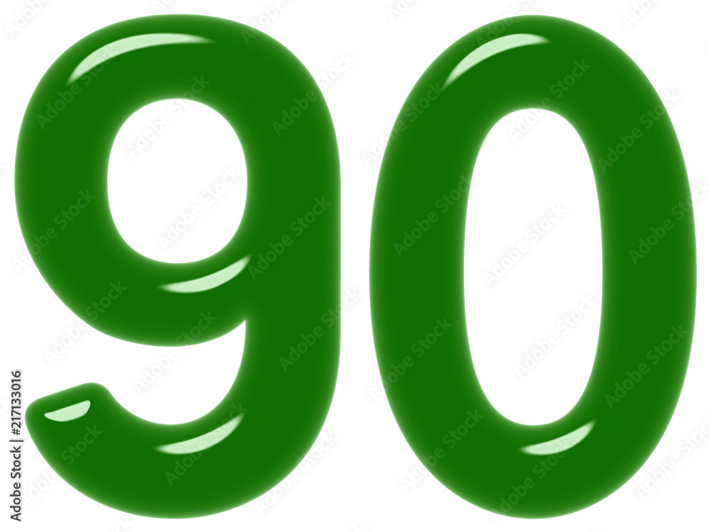 Numeral 90, ninety, isolated on white background, 3d render Numeral 90, ninety, isolated on white background, 3d render