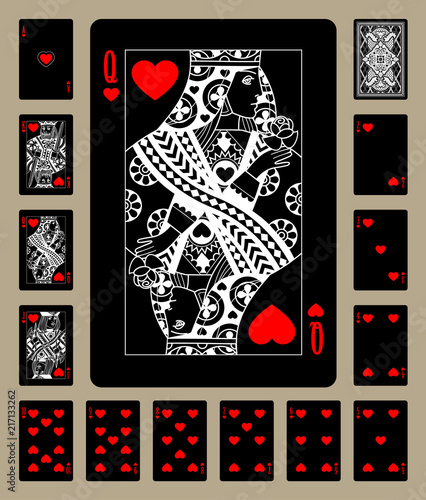 Hearts suit black playing cards