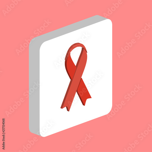 AIDS Ribbon Simple vector icon. Illustration symbol design template for web mobile UI element. Perfect color isometric pictogram on 3d white square. AIDS Ribbon icons for your business project