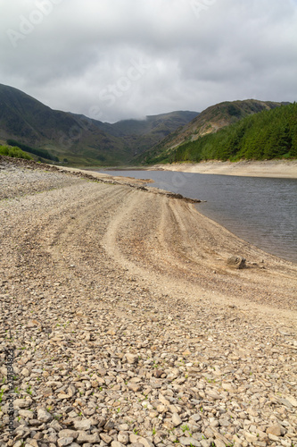 Low Water level at Haweswater reservoir reveals the remains of the village of Mardlae Green in summer 2018