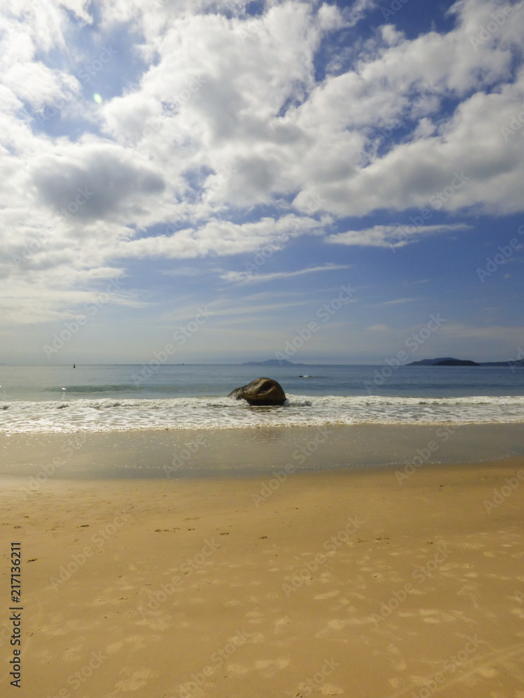 A view of Jurere Internacional beach - popular tourist destination - in the low season - Florianopolis, Brazil