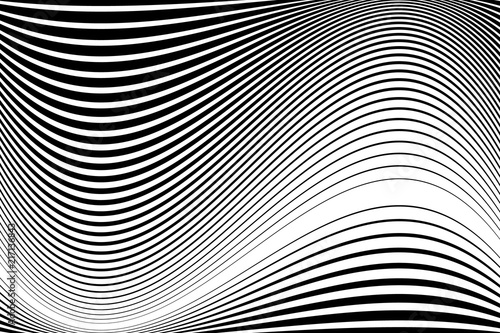 Abstract pattern.  Texture with wavy, billowy lines. Optical art background. Wave design black and white.